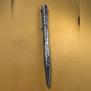 Vintage Ornate Sterling Silver Decorative Ballpoint Pen with views of holly land